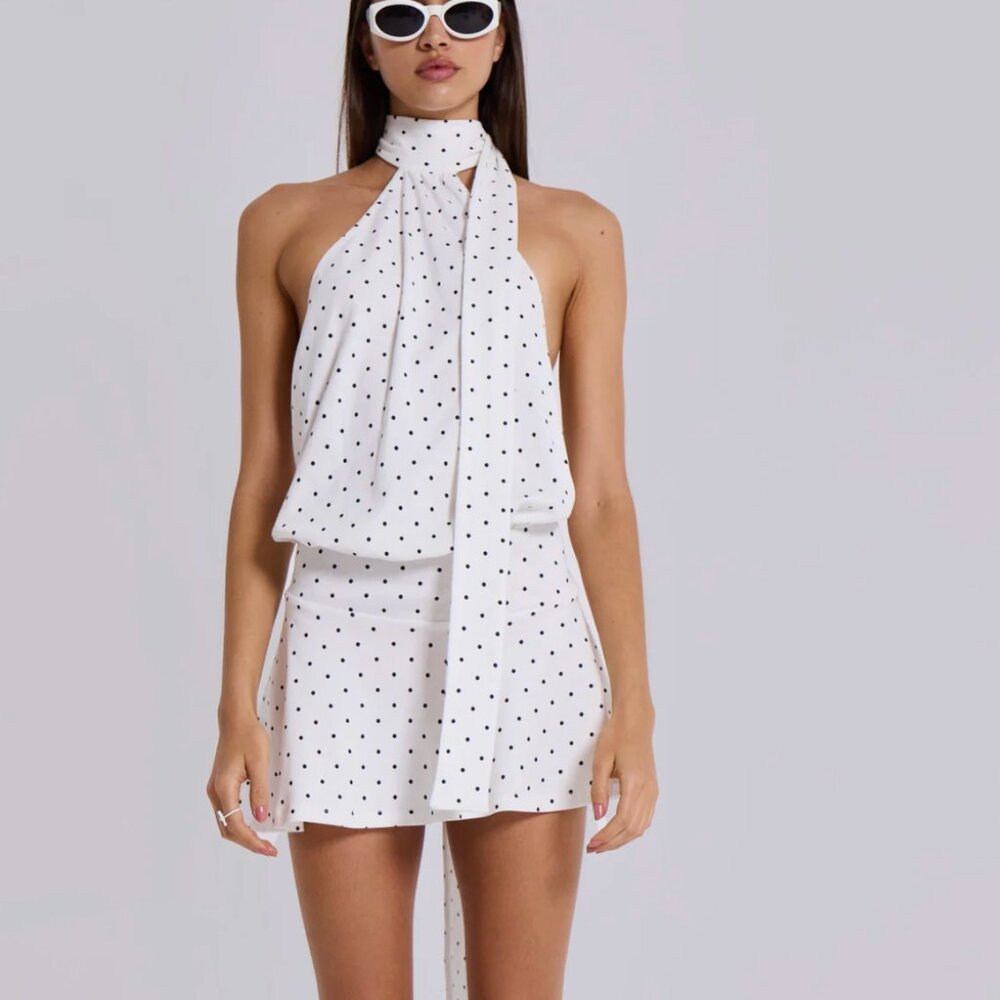 NWOT Enya Backless Mini Dress in Polkadot JADED LONDON US 4